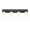 Designers Fountain Prince St. 33in 4-Light Matte Black Modern Indoor Vanity Light with Etched Glass Shades D250M-4B-MB